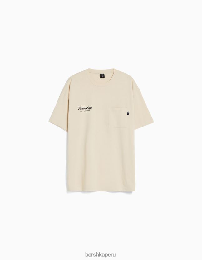 camello Bershka hombres playera de manga corta con estampado boxy fit 806J6B2759