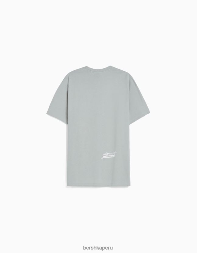 camello Bershka hombres playera de manga corta de corte cuadrado con estampado de anime de los años 90 806J6B2732