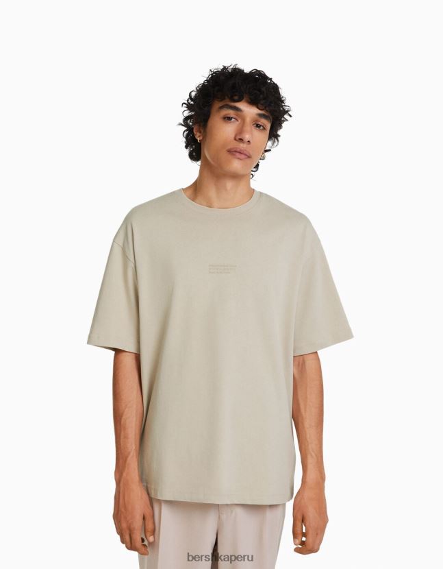 camello Bershka hombres playera oversize de manga corta estampada 806J6B2682