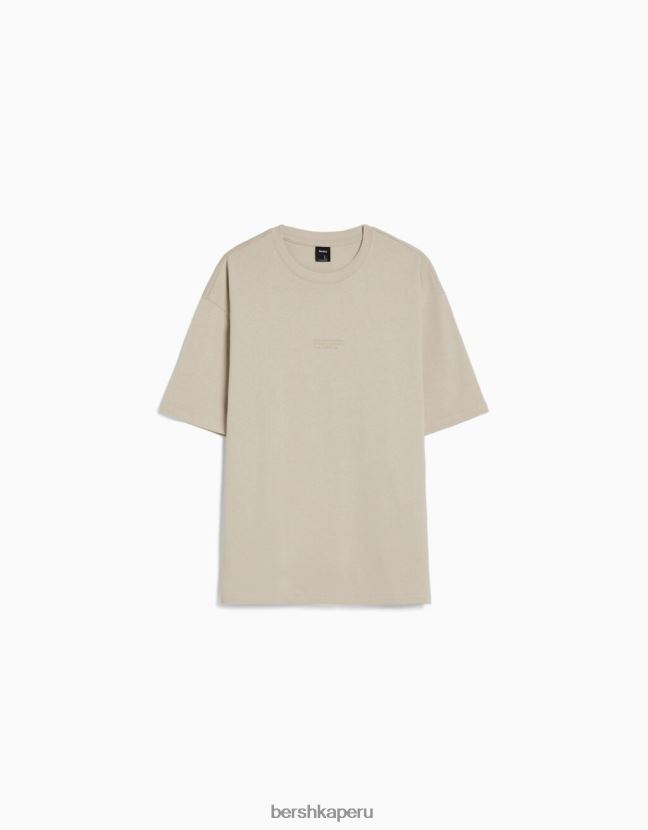 camello Bershka hombres playera oversize de manga corta estampada 806J6B2682
