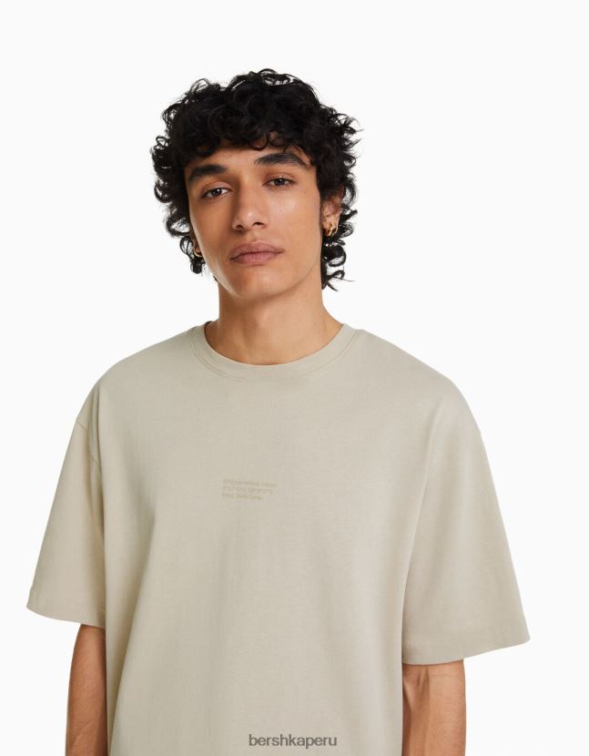 camello Bershka hombres playera oversize de manga corta estampada 806J6B2684