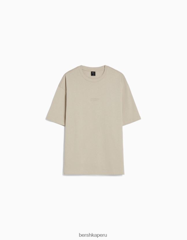 camello Bershka hombres playera oversize de manga corta estampada 806J6B2684