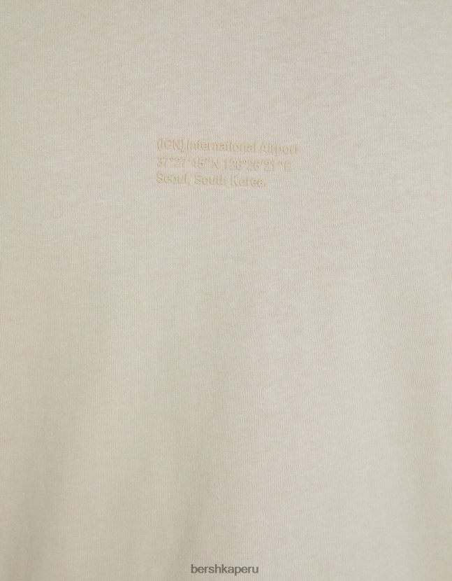 camello Bershka hombres playera oversize de manga corta estampada 806J6B2684