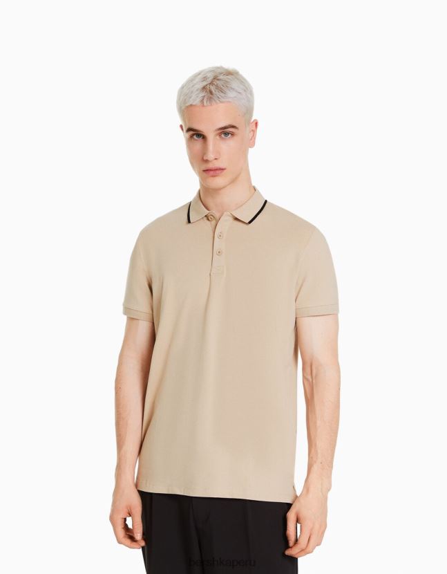 camello Bershka hombres polo de manga corta a rayas 806J6B2679