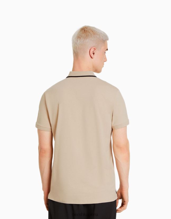 camello Bershka hombres polo de manga corta a rayas 806J6B2679