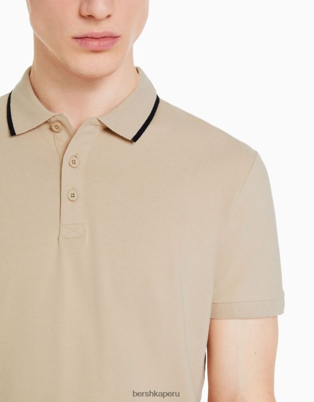 camello Bershka hombres polo de manga corta a rayas 806J6B2679