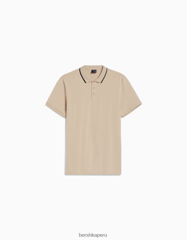 camello Bershka hombres polo de manga corta a rayas 806J6B2679
