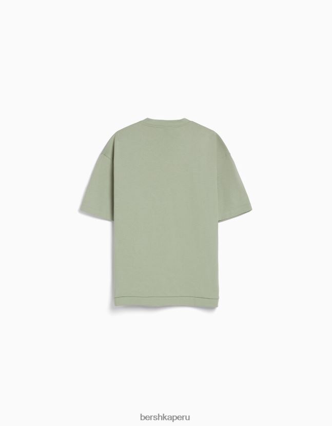 caqui Bershka hombres camiseta de manga corta entrelazada 806J6B2749