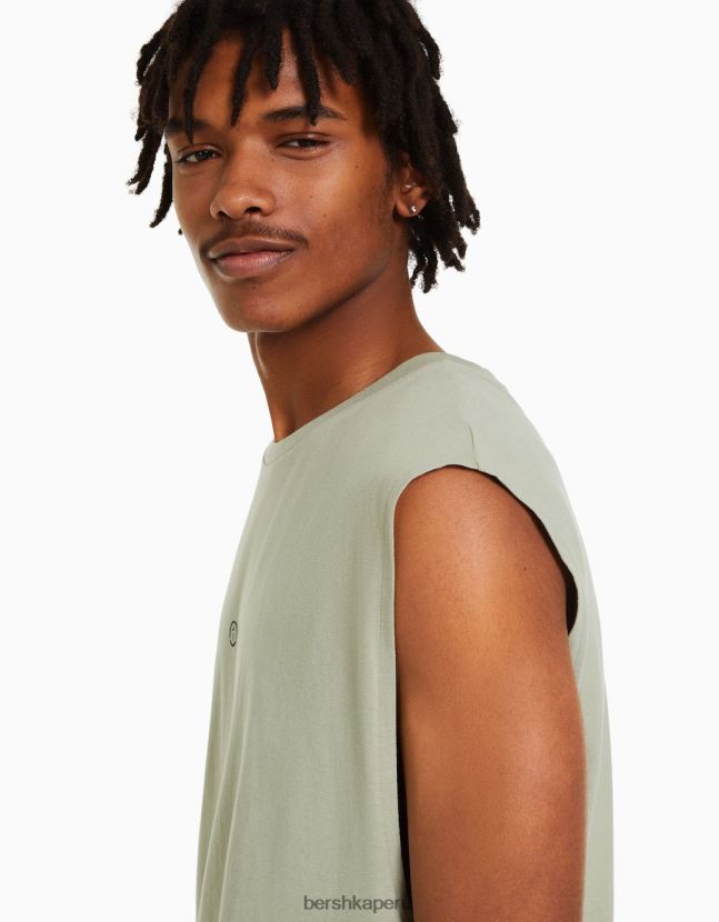 caqui Bershka hombres camiseta sin mangas estilo constructor 806J6B2781