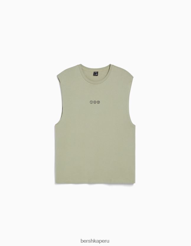 caqui Bershka hombres camiseta sin mangas estilo constructor 806J6B2781