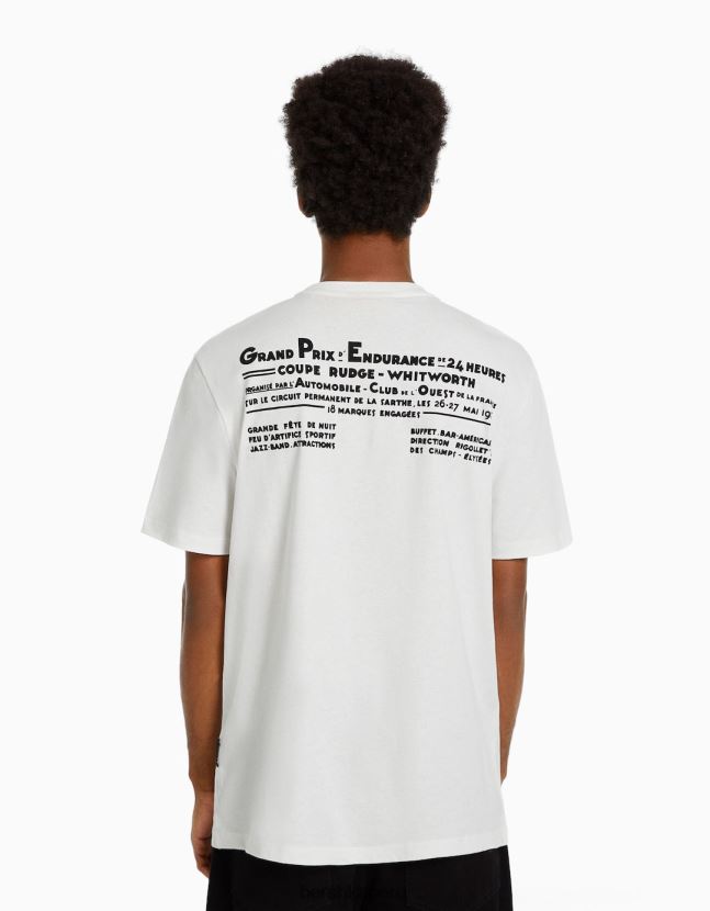 crema Bershka hombres Camiseta de manga corta 24h le regular fit 806J6B2818
