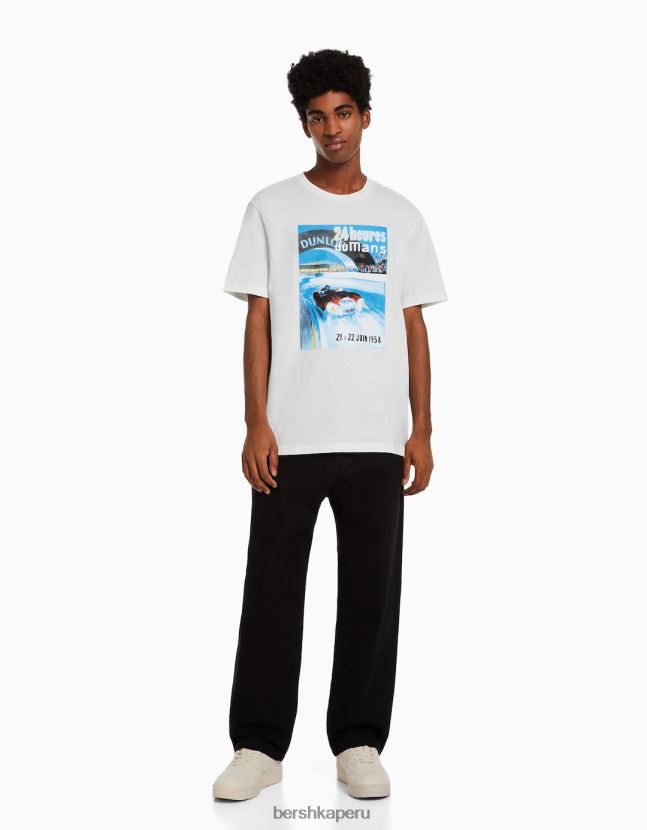 crema Bershka hombres Camiseta de manga corta 24h le regular fit 806J6B2818