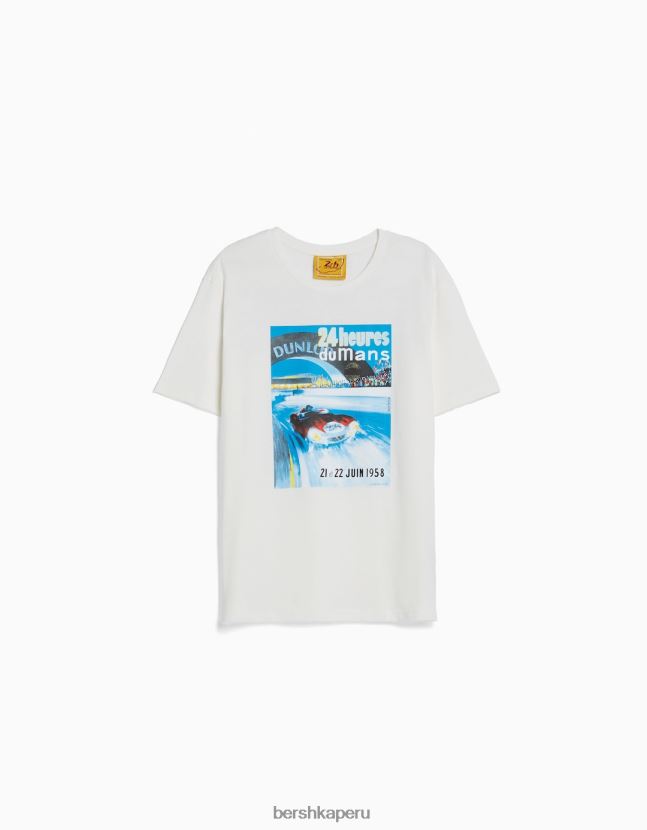 crema Bershka hombres Camiseta de manga corta 24h le regular fit 806J6B2818