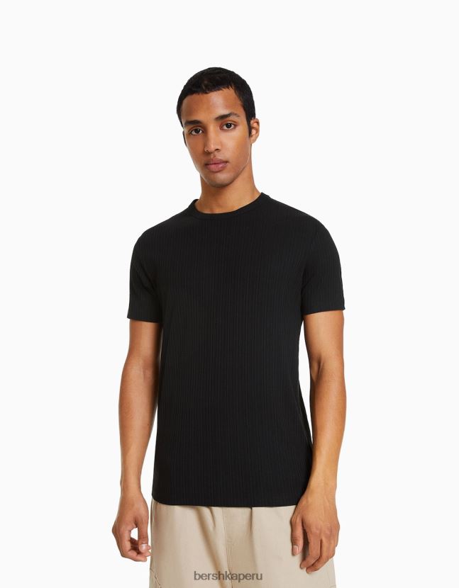 exclusivo Bershka hombres camiseta de canalé de manga corta muscle fit 806J6B2738