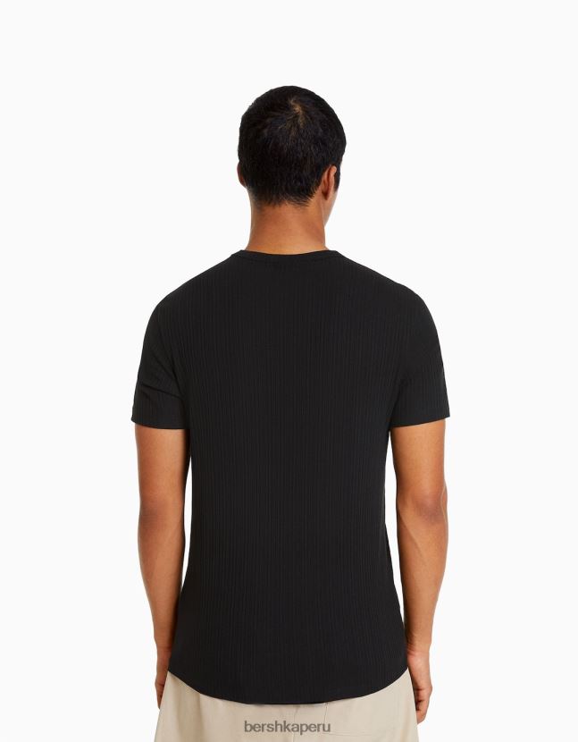 exclusivo Bershka hombres camiseta de canalé de manga corta muscle fit 806J6B2738