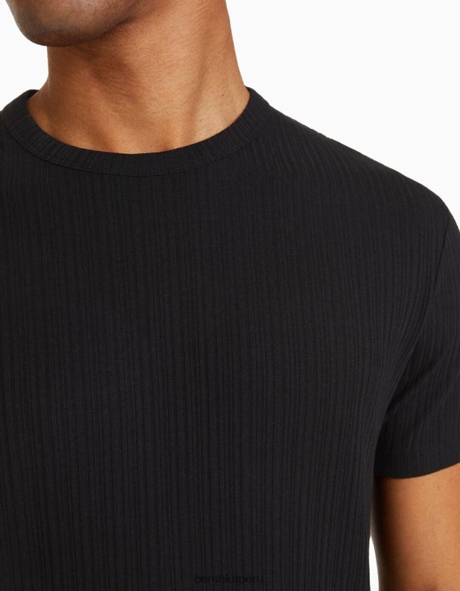 exclusivo Bershka hombres camiseta de canalé de manga corta muscle fit 806J6B2738