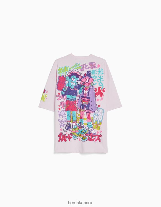 exclusivo Bershka hombres camiseta extra holgada de manga corta con estampado 806J6B2608