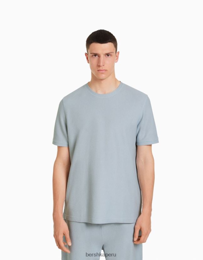 exclusivo Bershka hombres camiseta texturizada de manga corta 806J6B2624