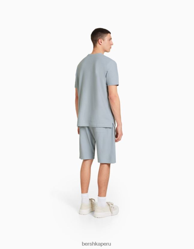 exclusivo Bershka hombres camiseta texturizada de manga corta 806J6B2624