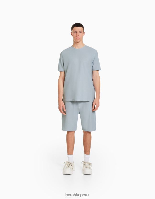 exclusivo Bershka hombres camiseta texturizada de manga corta 806J6B2624