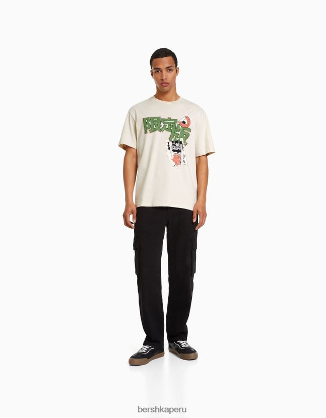 exclusivo Bershka hombres playera de manga corta con estampado boxy fit 806J6B2617
