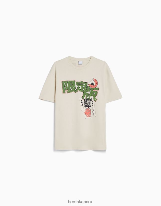 exclusivo Bershka hombres playera de manga corta con estampado boxy fit 806J6B2617