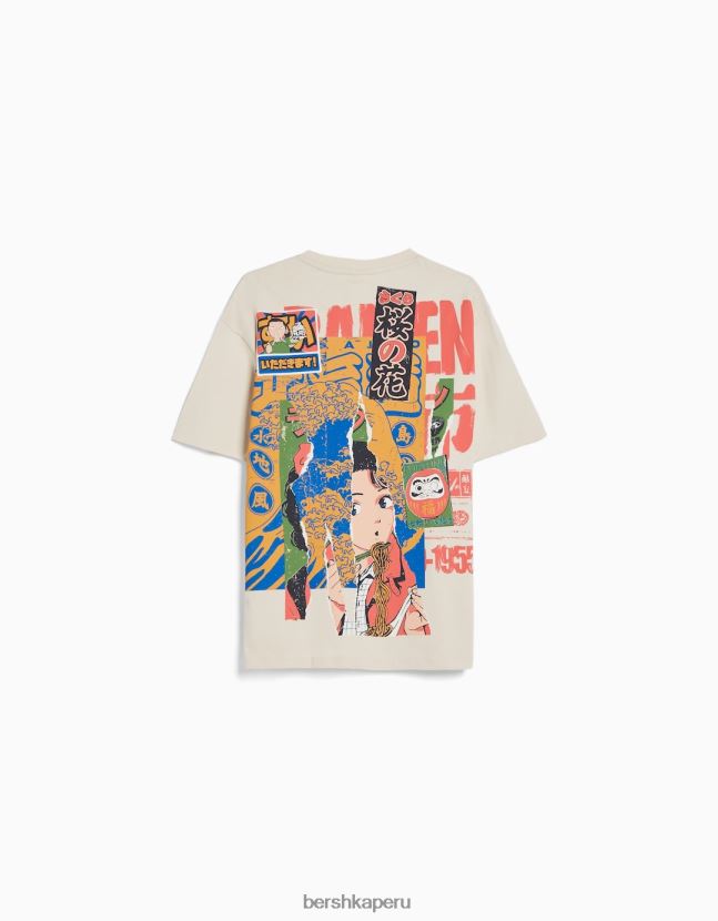 exclusivo Bershka hombres playera de manga corta con estampado boxy fit 806J6B2617