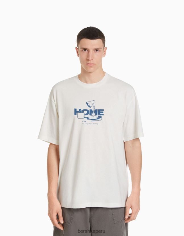 exclusivo Bershka hombres playera de manga corta con estampado boxy fit 806J6B2701