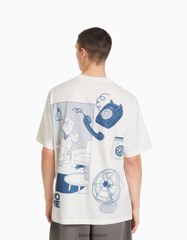 exclusivo Bershka hombres playera de manga corta con estampado boxy fit 806J6B2701