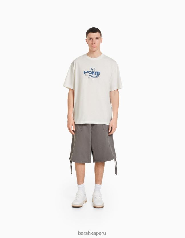 exclusivo Bershka hombres playera de manga corta con estampado boxy fit 806J6B2701
