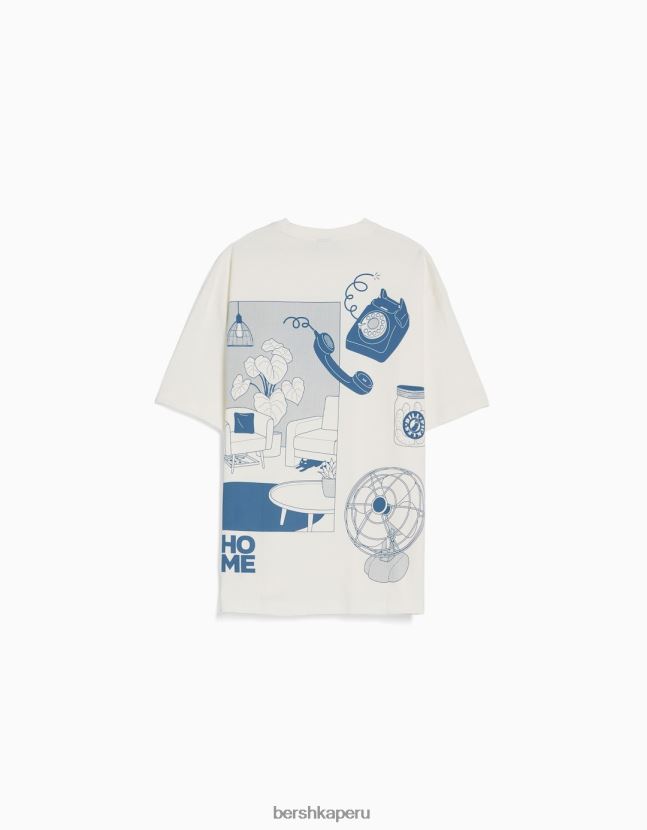 exclusivo Bershka hombres playera de manga corta con estampado boxy fit 806J6B2701