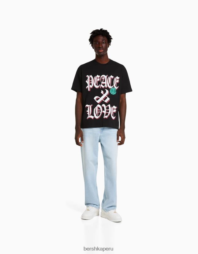 exclusivo Bershka hombres playera de manga corta con estampado boxy fit 806J6B2788