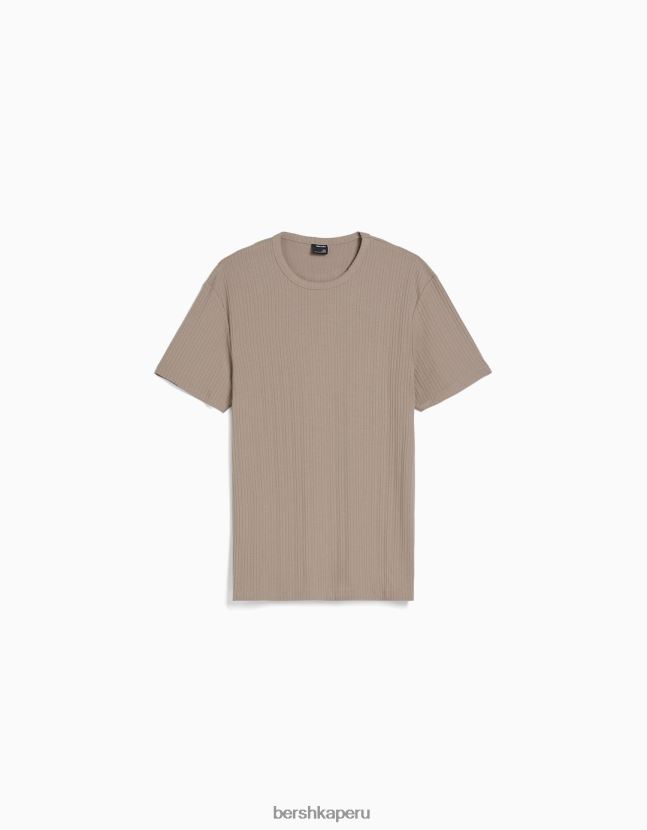 gris Bershka hombres camiseta de canalé de manga corta muscle fit 806J6B2737