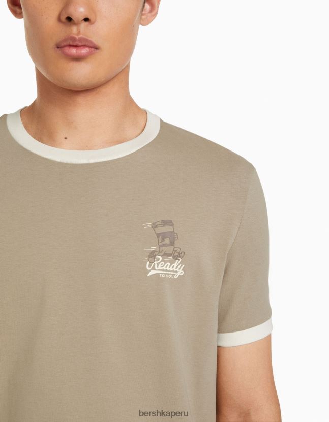 gris Bershka hombres camiseta de manga corta con estampado regular fit 806J6B2645
