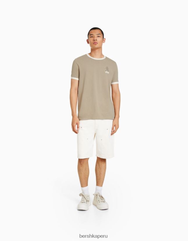 gris Bershka hombres camiseta de manga corta con estampado regular fit 806J6B2645