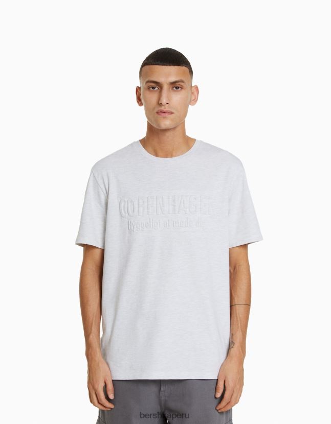 gris Bershka hombres camiseta de manga corta de ajuste fácil 806J6B2719