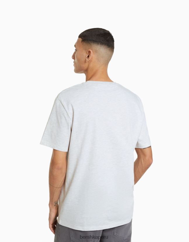 gris Bershka hombres camiseta de manga corta de ajuste fácil 806J6B2719