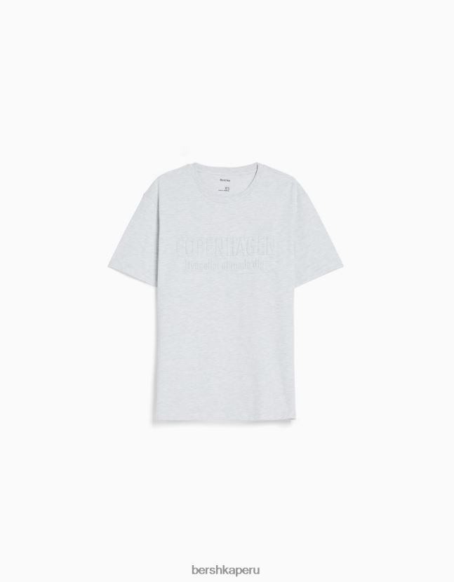 gris Bershka hombres camiseta de manga corta de ajuste fácil 806J6B2719