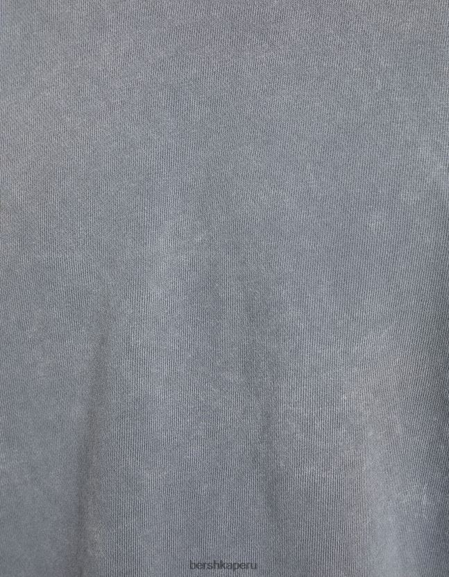 gris Bershka hombres camiseta de manga corta desteñida 806J6B2650