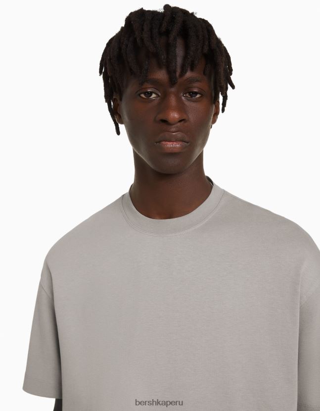 gris Bershka hombres camiseta de manga corta entrelazada 806J6B2748