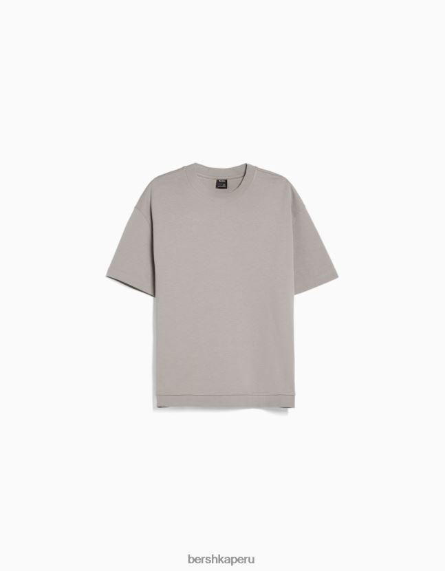 gris Bershka hombres camiseta de manga corta entrelazada 806J6B2748