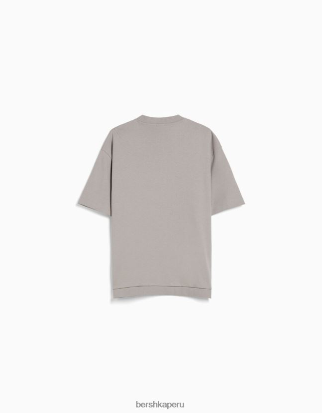 gris Bershka hombres camiseta de manga corta entrelazada 806J6B2748