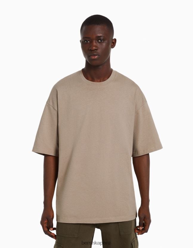 gris Bershka hombres camiseta oversize de manga corta 806J6B2663