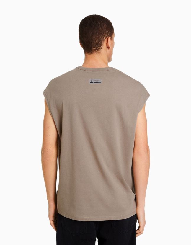 gris Bershka hombres camiseta oversize sin mangas 806J6B2810