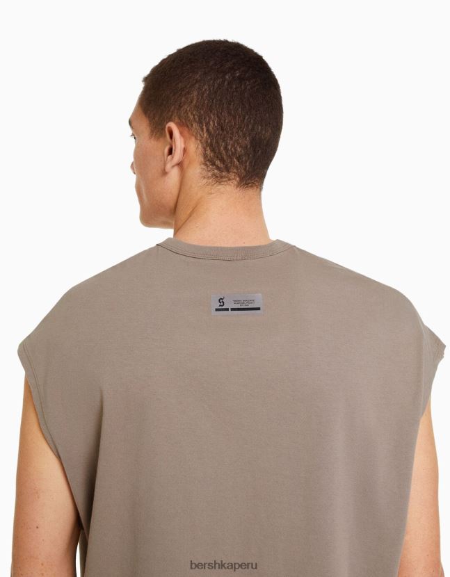 gris Bershka hombres camiseta oversize sin mangas 806J6B2810