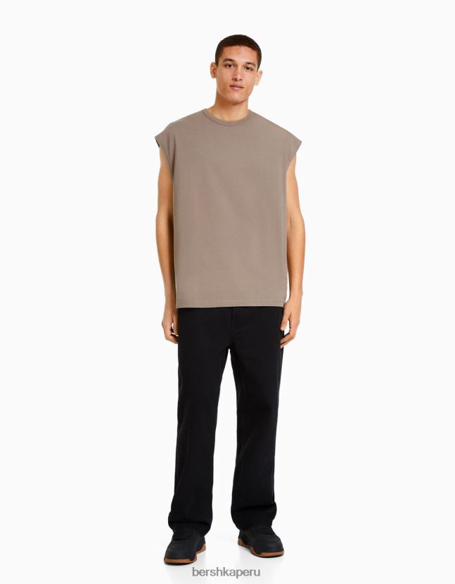 gris Bershka hombres camiseta oversize sin mangas 806J6B2810