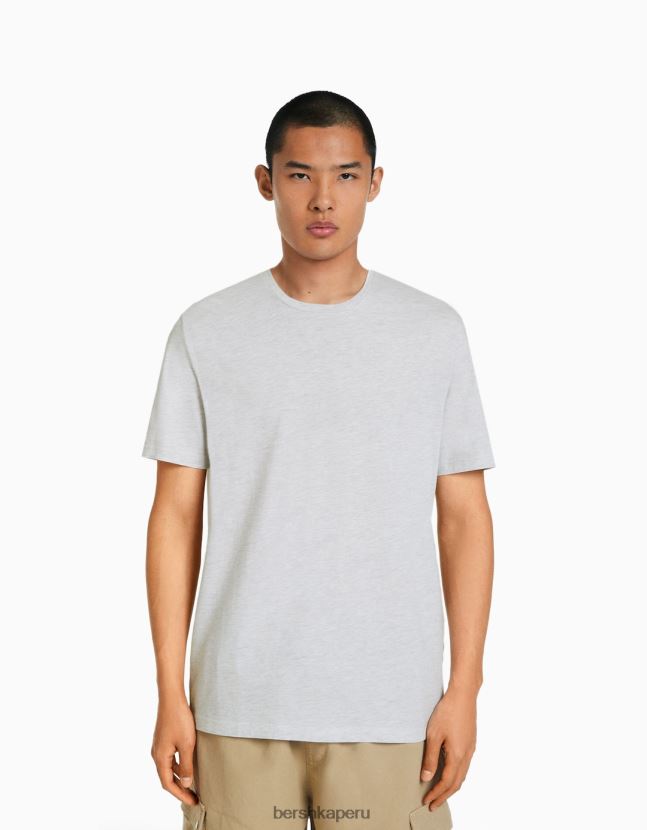 gris Bershka hombres camiseta regular fit de manga corta 806J6B2793