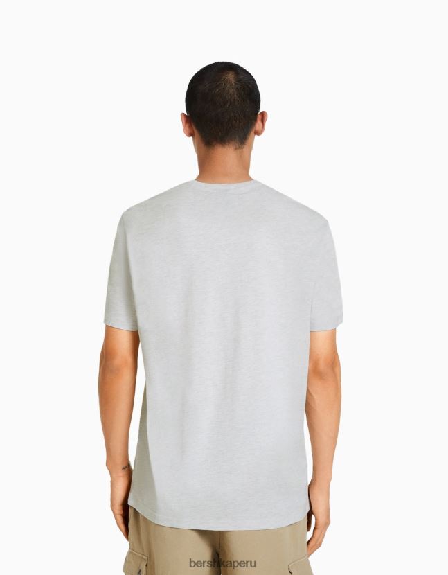 gris Bershka hombres camiseta regular fit de manga corta 806J6B2793