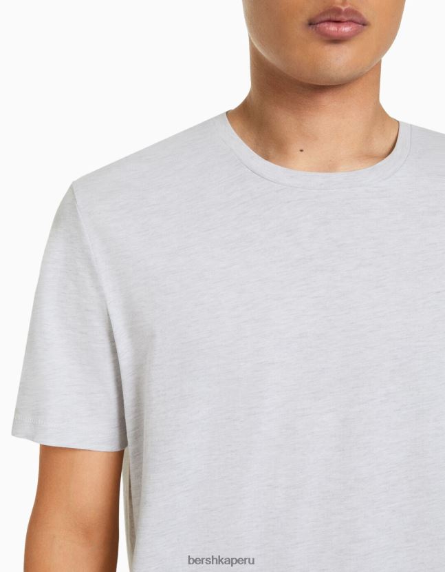 gris Bershka hombres camiseta regular fit de manga corta 806J6B2793