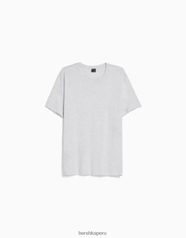 gris Bershka hombres camiseta regular fit de manga corta 806J6B2793